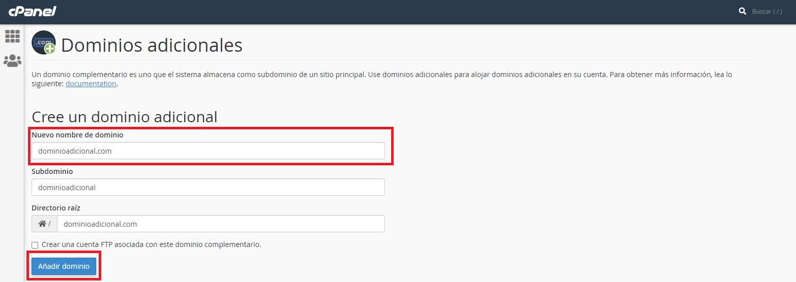 Cómo configurar un dominio adicionale en CPanel